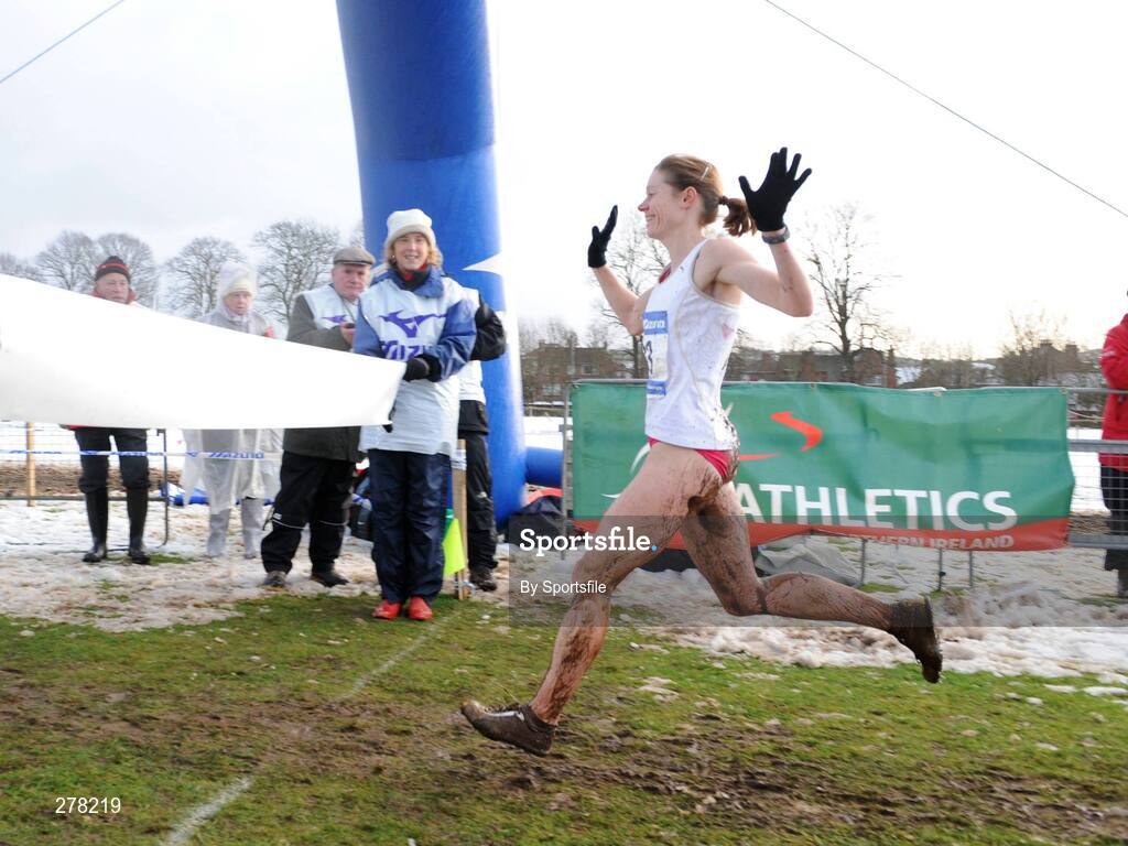 5 January 2008; England's Hayley Yelling crosses the line to win the Senior/Veteran Women's Race during the Belfast International Cross Country. Stormont Estate, Belfast, Co. Antrim. Picture credit; Paul Mohan / SPORTSFILE