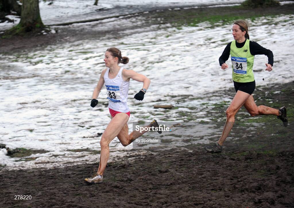 5 January 2008; Eventual winner England's Hayley Yelling leads the field ahead of eventual second Scotland's Kathy Butler in the Senior/Veteran Women's Race during the Belfast International Cross Country. Stormont Estate, Belfast, Co. Antrim. Picture credit; Paul Mohan / SPORTSFILE