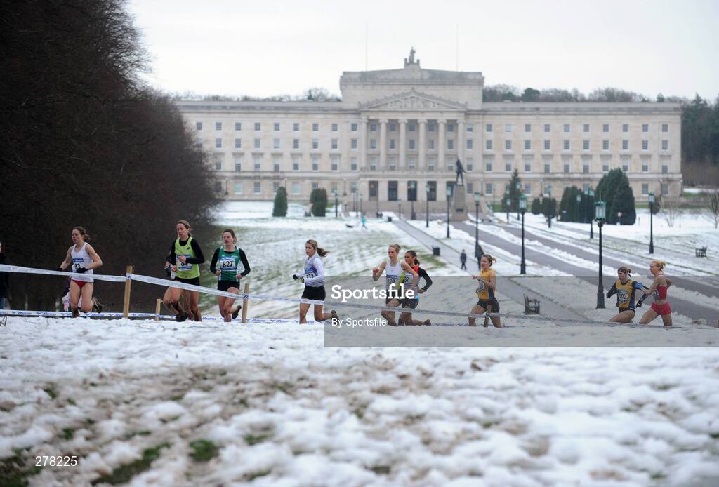 5 January 2008; Eventual winner England's Hayley Yelling, leads the field ahead of eventual second Scotland's Kathy Butler in the Senior/Veteran Women's Race during the Belfast International Cross Country. Stormont Estate, Belfast, Co. Antrim. Picture credit; Paul Mohan / SPORTSFILE