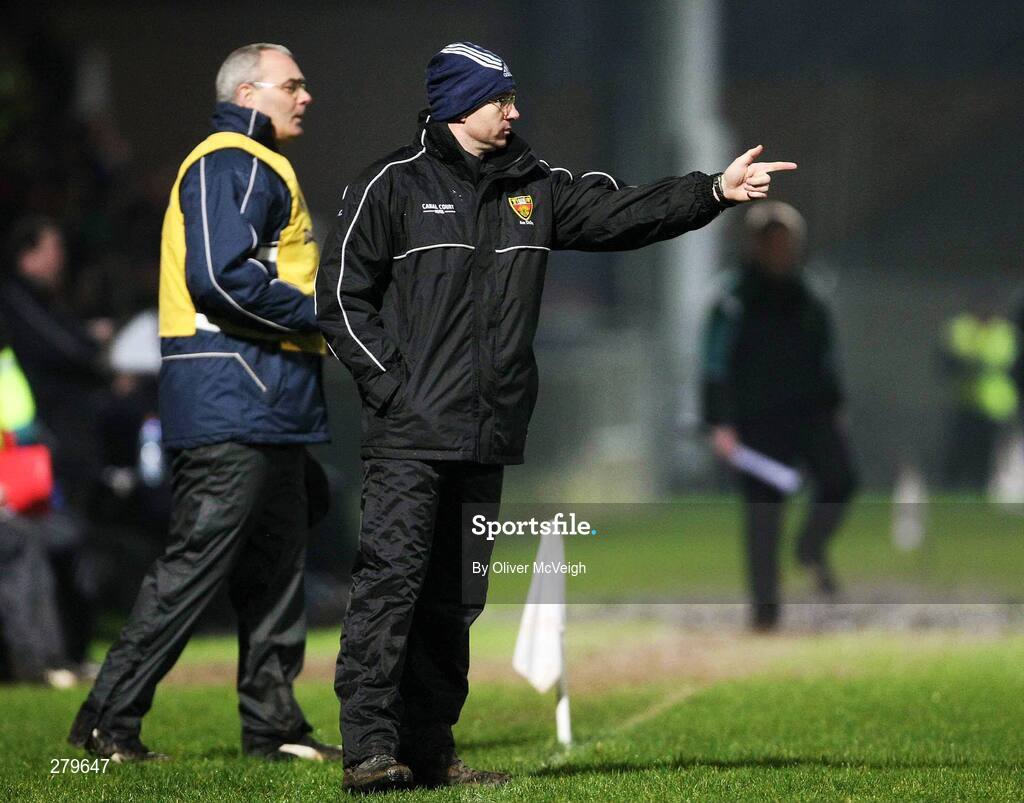 21 January 2008; Down manager Ross Carr gives instructions to his players. McKenna Cup semi-final, Down v Cavan, Paric Esler, Newry, Co. Down. Picture credit; Oliver McVeigh / SPORTSFILE