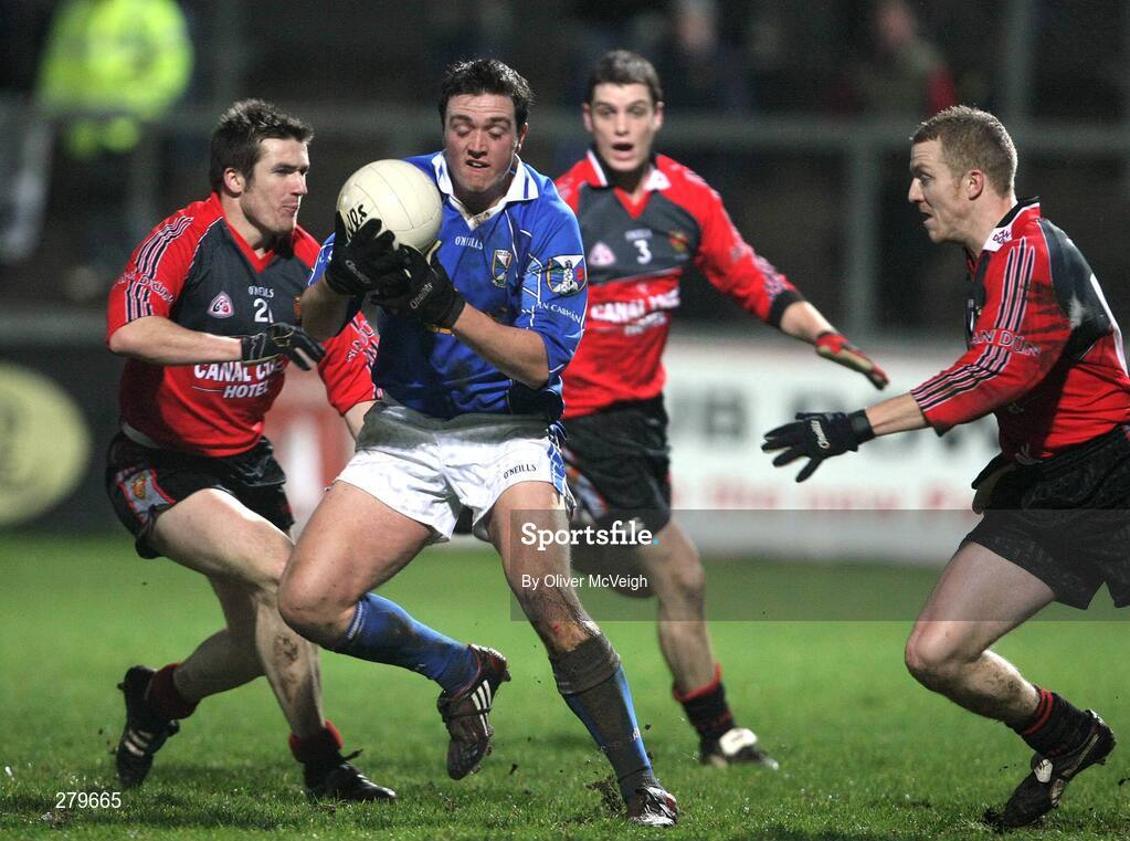 21 January 2008; John McCutcheon, Cavan, in action against Ronan Murtagh and John Fegan, Down. McKenna Cup semi-final, Down v Cavan, Paric Esler, Newry, Co. Down. Picture credit; Oliver McVeigh / SPORTSFILE