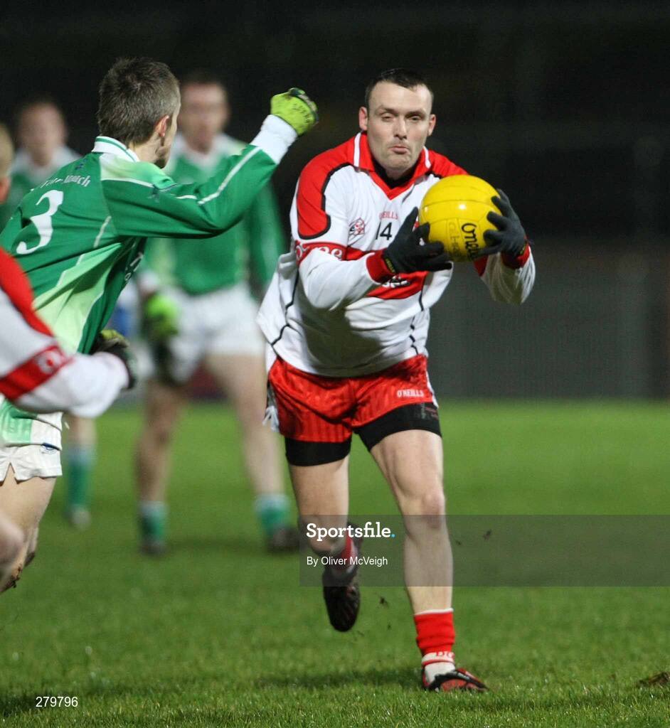 23 January 2008; Paddy Bradley, Derry, in action against Paddy Mohan, Fermanagh. McKenna Cup semi-final, Derry v Fermanagh, Healy Park, Omagh, Co. Tyrone. Picture credit; Oliver McVeigh / SPORTSFILE