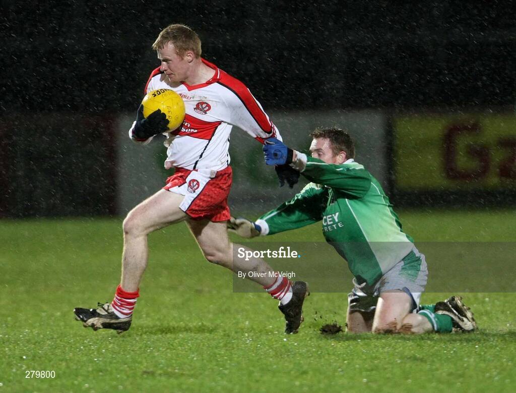 23 January 2008; Cathal O'Kane, Derry, in action against Mark Murphy, Fermanagh. McKenna Cup semi-final, Derry v Fermanagh, Healy Park, Omagh, Co. Tyrone. Picture credit; Oliver McVeigh / SPORTSFILE