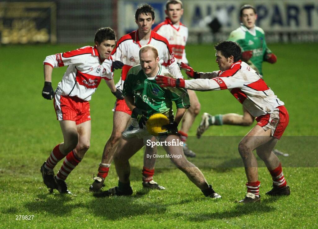 23 January 2008; Shane Doherty, Fermanagh, in action against Dermot McBride and Michael McBride, Derry. McKenna Cup semi-final, Derry v Fermanagh, Healy Park, Omagh, Co. Tyrone. Picture credit; Oliver McVeigh / SPORTSFILE
