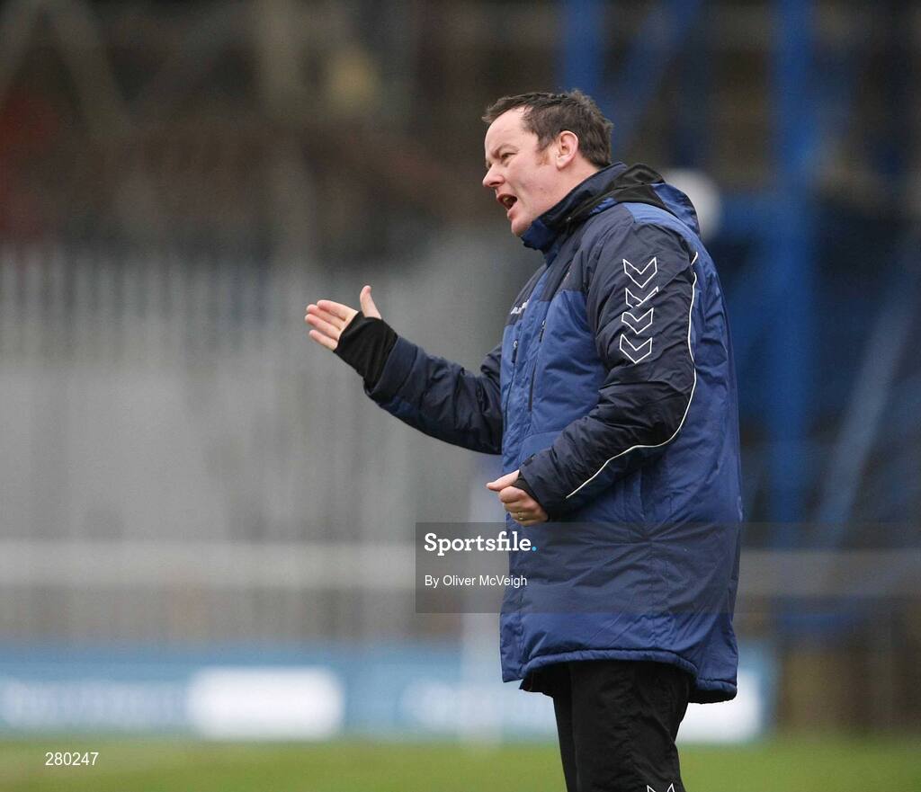 26 January 2008; Armagh City manager, Gary McKinstry, urges his players on from the sideline. Carnegie Premier League, Linfield v Armagh City, Windsor Park, Belfast, Co Antrim. Picture credit; Oliver McVeigh / SPORTSFILE