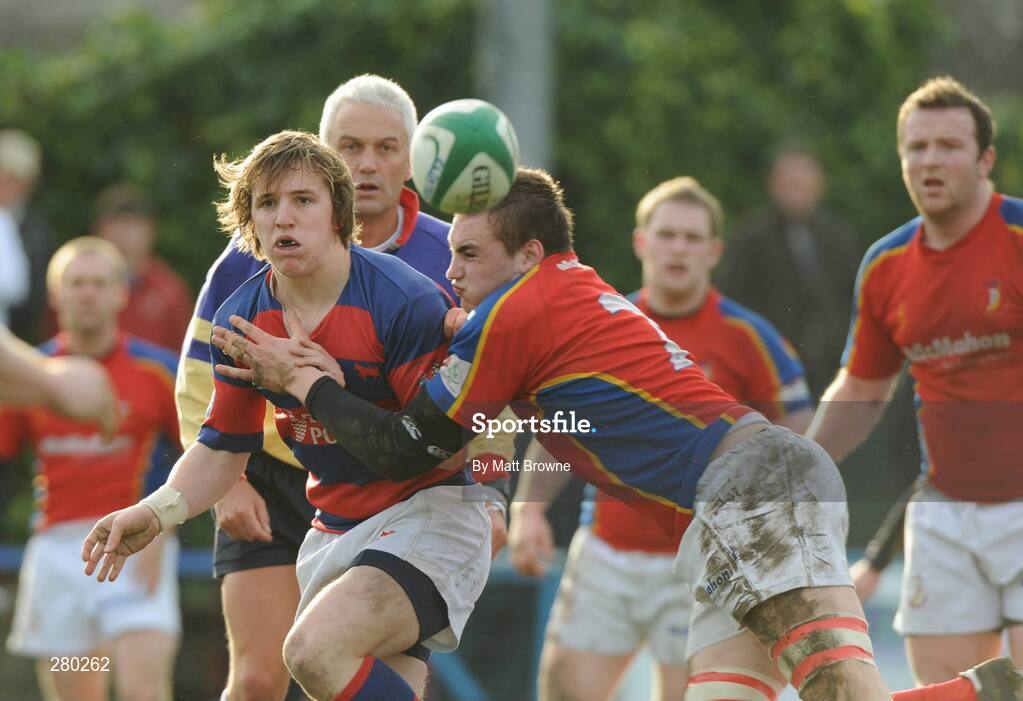26 January 2008; Paul O'Donnell, Clontarf, is tackled by Tommy O'Donnell, UL Bohemians. AIB League Division 1, Clontarf v UL Bohemians, Castle Ave, Clontarf, Dublin. Picture credit; Matt Browne / SPORTSFILE