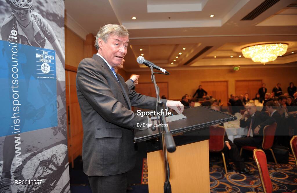 24 January 2008; Minister for Arts, Sport and Tourism, Mr. Seamus Brennan T.D. speaking at the announcement of details of the Irish Sports Council Budget for 2008. The wide range of Irish sports, from angling to volleyball, gathered today to hear the Minister for Arts, Sport and Tourism, Mr. Seamus Brennan T.D. announce Ä13.5 million in funding for governing bodies for 2008. Conrad Dublin Hotel, Earlsfort Terrace, Dublin. Picture credit: Brian Lawless / SPORTSFILE