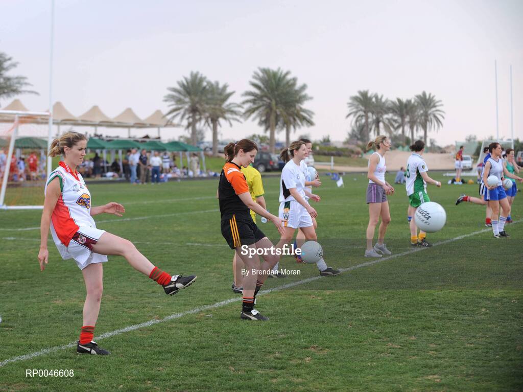 25 January 2008; Claire O'Hara, left, Mayo, and Bronagh O'Donnell, Armagh, in action during squad training. O'Neills/TG4 Ladies Gaelic Football All Star Tour 2007, Dubai Polo and Equestrian Club, Dubai, United Arab Emirates. Picture credit: Brendan Moran / SPORTSFILE  *** Local Caption ***