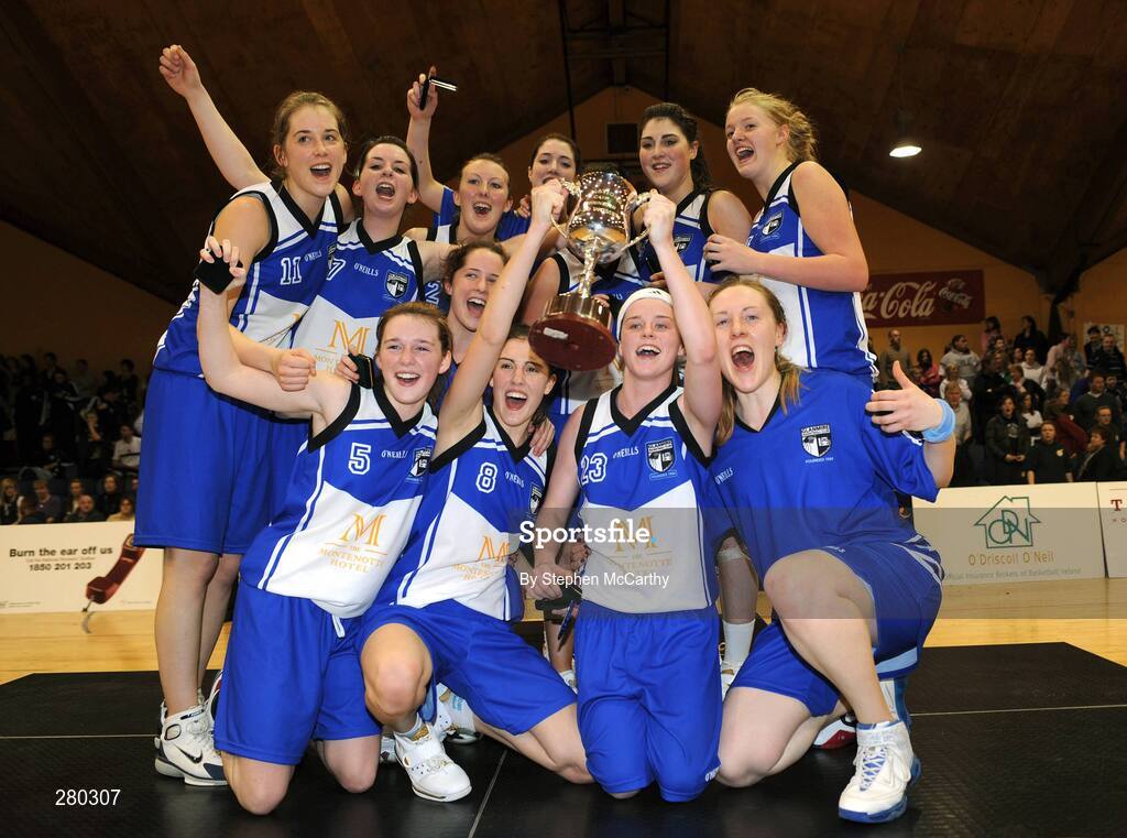 26 January 2008; Team Montenotte Hotel Cork celebrate with the cup. Women's U-20 National Cup Final 2008, Team Montenotte Hotel Cork v Meteors, National Basketball Arena, Tallaght, Dublin. Picture credit: Stephen McCarthy / SPORTSFILE *** Local Caption ***