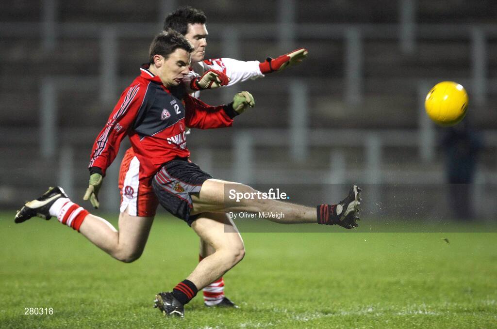 26 January 2008; Danny Hughes, Down, in action against Joe Keenan, Derry. Dr. McKenna Cup Final, Derry v Down, Casement Park, Belfast, Co. Antrim. Picture credit: Oliver McVeigh / SPORTSFILE