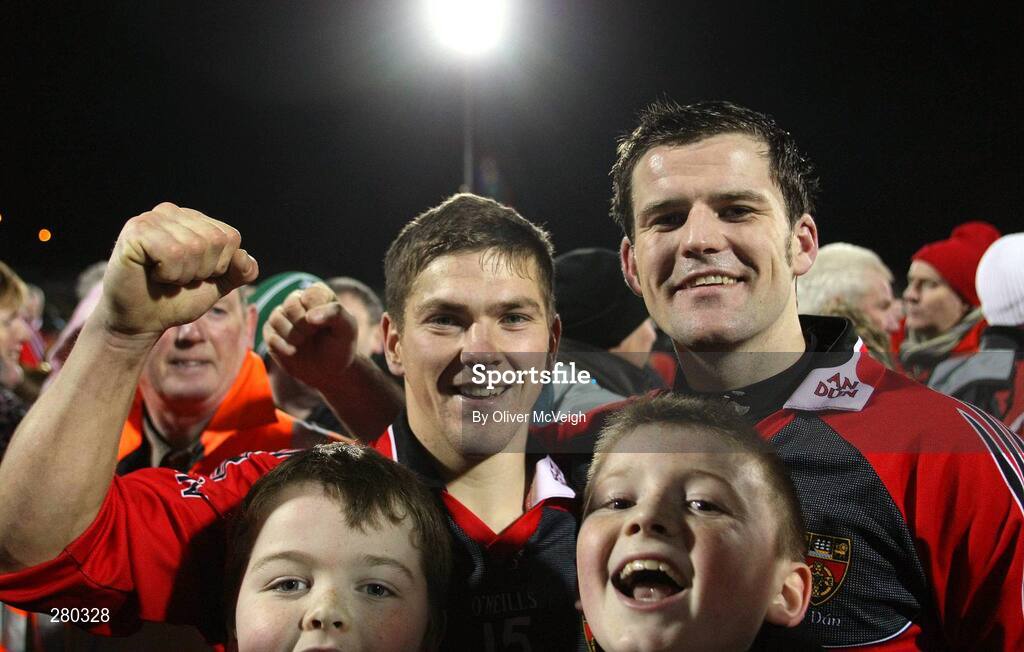 26 January 2008; Down's Ronan Sexton and Martin Cole celebrate their side's victory. Dr. McKenna Cup Final, Derry v Down, Casement Park, Belfast, Co. Antrim. Picture credit: Oliver McVeigh / SPORTSFILE