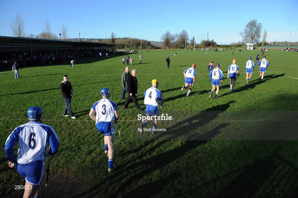 27 January 2008; The Waterford players make their way onto the pitch for the start of the game. Waterford Crystal Cup Final, Tipperary v Waterford, JK Brackens GAA Club, Templemore, Co. Tipperary. Picture credit; Matt Browne / SPORTSFILE