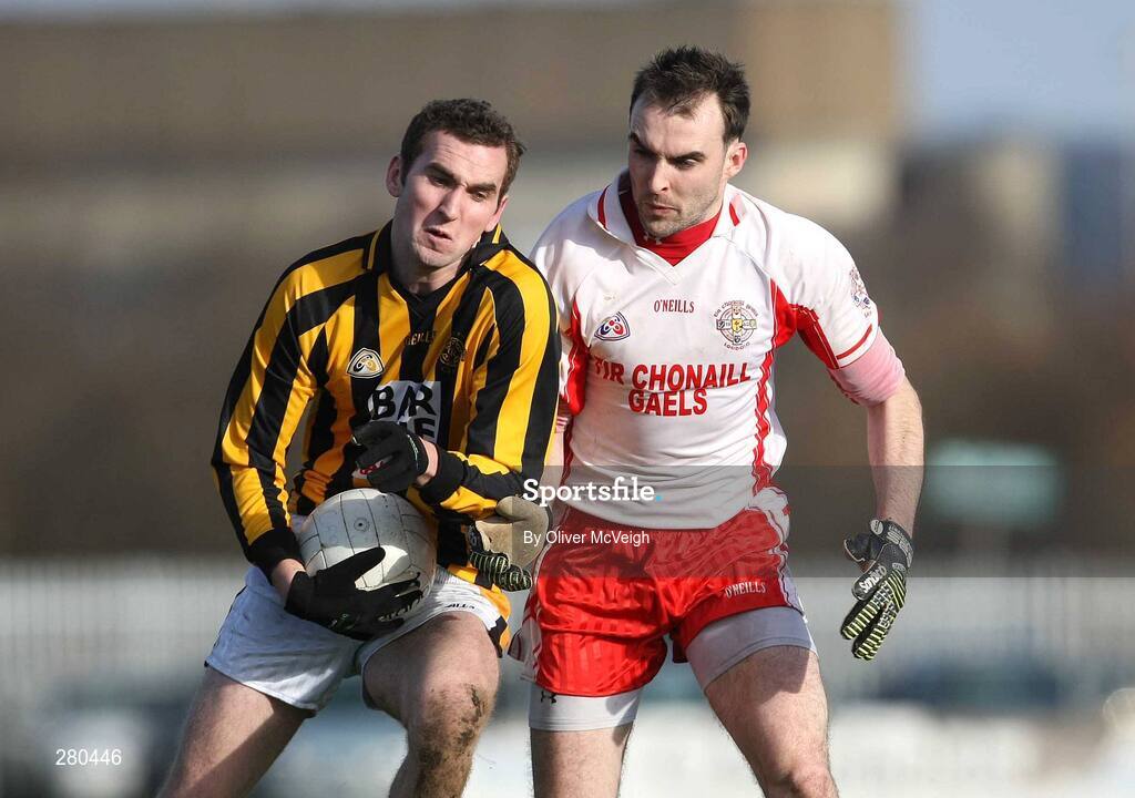 27 January 2008; David McKenna, Crossmaglen Rangers, in action against Gary Kane, Tir Chonaill Gaels. AIB All-Ireland Club Football Championship Quarter-Final, Tir Chonaill Gaels v Crossmaglen Rangers, Emerald Gaelic Grounds, Ruislip, London, England. Picture credit: Oliver McVeigh / SPORTSFILE