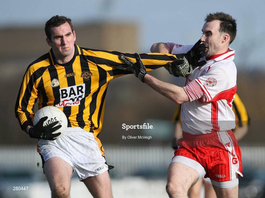 27 January 2008; David McKenna, Crossmaglen Rangers, in action against Gary Kane, Tir Chonaill Gaels. AIB All-Ireland Club Football Championship Quarter-Final, Tir Chonaill Gaels v Crossmaglen Rangers, Emerald Gaelic Grounds, Ruislip, London, England. Picture credit: Oliver McVeigh / SPORTSFILE