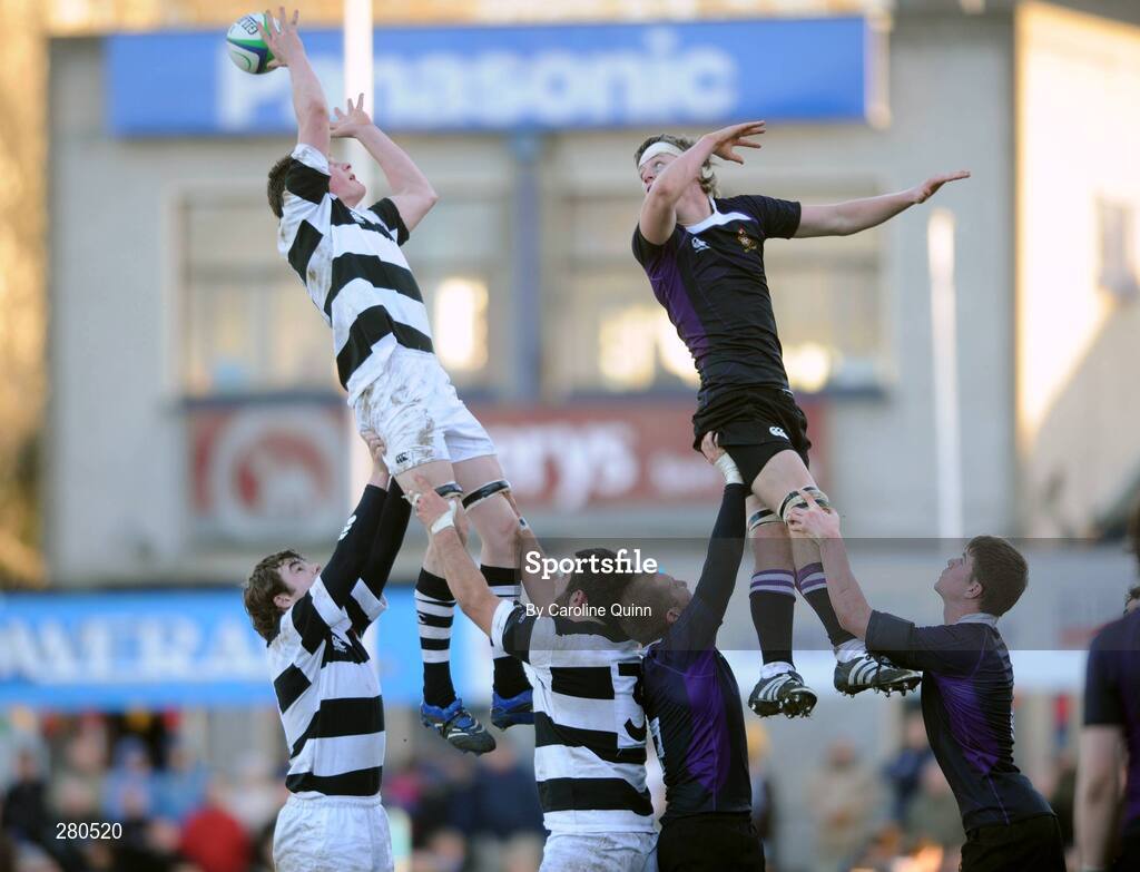 27 January 2008; Luke Mangan, Belvedere College, wins possession in the lineout against Cathal Deans, Terenure College. Leinster Schools Senior Cup, 1st Round, Terenure College v Belvedere College, Donnybrook, Dublin. Picture credit; Caroline Quinn / SPORTSFILE