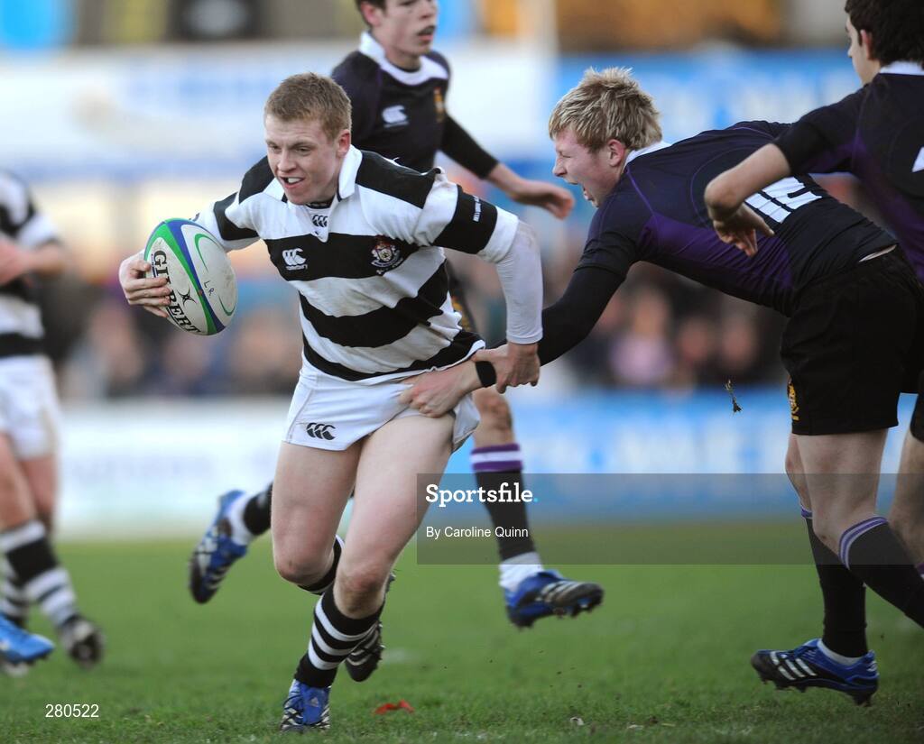 27 January 2008; Ben Woods, Belvedere College, is tackled by Paul McNiff, Terenure College. Leinster Schools Senior Cup, 1st Round, Terenure College v Belvedere College, Donnybrook, Dublin. Picture credit; Caroline Quinn / SPORTSFILE *** Local Caption ***