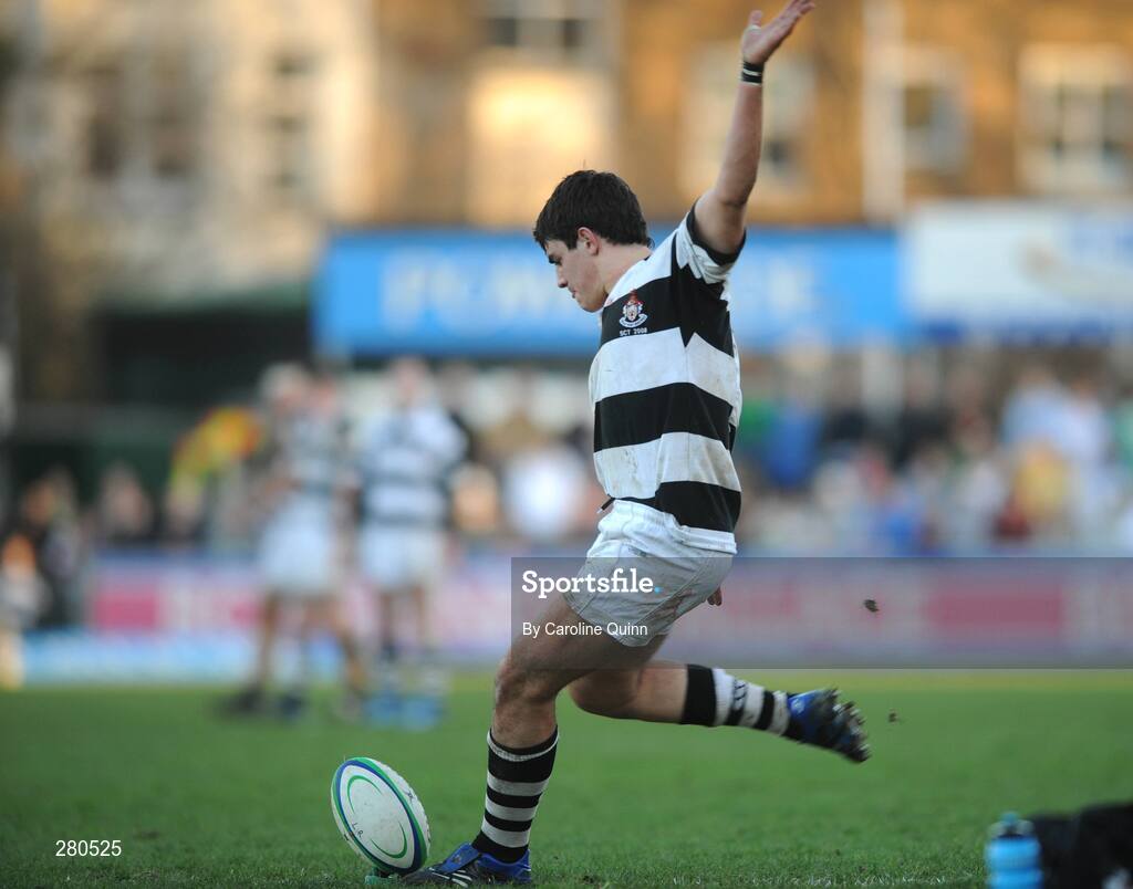 27 January 2008; Peter Synnott, Belvedere College, kicks a conversion after his side's first try. Leinster Schools Senior Cup, 1st Round, Terenure College v Belvedere College, Donnybrook, Dublin. Picture credit; Caroline Quinn / SPORTSFILE *** Local Caption ***