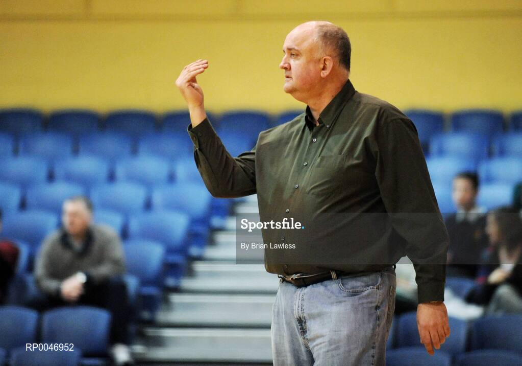 29 January 2008; Calasanctius Oranmore coach Joe Shields. U16A Girls, All-Ireland Schools Basketball Cup Final, Presentation Castleisland, Kerry, v Calasanctius Oranmore, Galway, National Basketball Arena, Tallaght, Dublin. Picture credit: Brian Lawless / SPORTSFILE