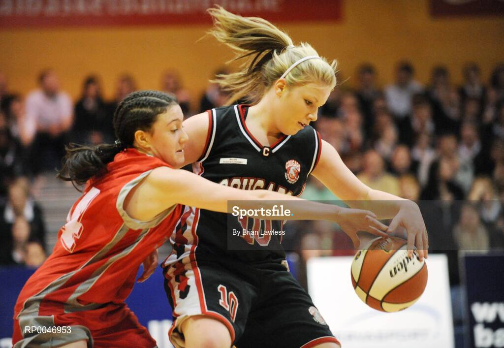 29 January 2008; Aoife Daly, Presentation Castleisland, in action against Ailish O'Reilly, Calasanctius Oranmore. U16A Girls, All-Ireland Schools Basketball Cup Final, Presentation Castleisland, Kerry, v Calasanctius Oranmore, Galway, National Basketball Arena, Tallaght, Dublin. Picture credit: Brian Lawless / SPORTSFILE