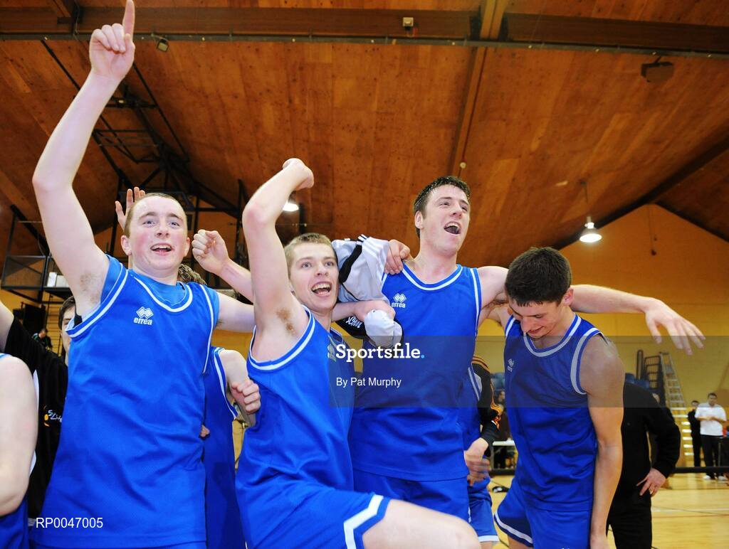 30 January 2008; Heywood Community School players celebrate after the game. U19C Boys, All-Ireland Schools Basketball Cup Final, Heywood Community School, Laois v De La Salle Churchtown, Dublin, National Basketball Arena, Tallaght, Dublin. Picture credit: Pat Murphy / SPORTSFILE