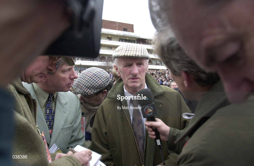16 March 2000; Trainer James Bowe is interviewed after sending out Limestone Lad to finish second in the Bonusprint Stayers Hurdle on Day Three of the Cheltenham Racing Festival at Prestbury Park in Cheltenham, England. Photo by Matt Browne/Sportsfile