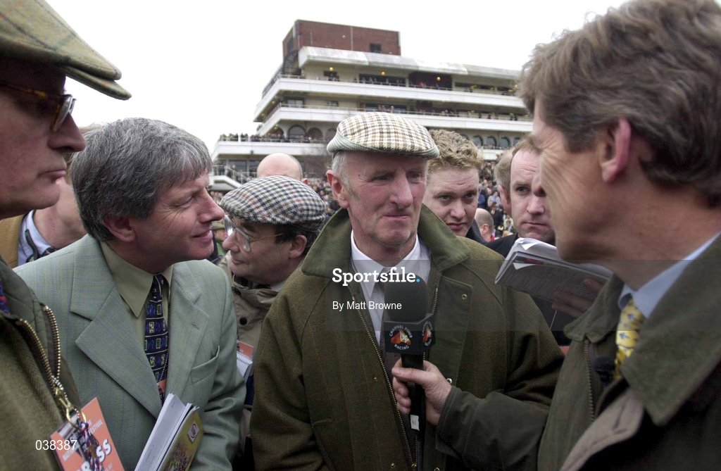 16 March 2000; Trainer James Bowe is interviewed after sending out Limestone Lad to finish second in the Bonusprint Stayers Hurdle on Day Three of the Cheltenham Racing Festival at Prestbury Park in Cheltenham, England. Photo by Matt Browne/Sportsfile
