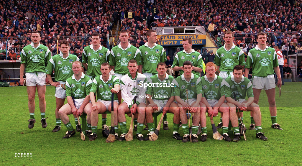 30 April 2000; The Limerick panel prior to the Church & General National Hurling League Division 1 Semi-Final match between Tipperary and Limerick at Semple Stadium in Thurles, Tipperary. Photo by Ray McManus/Sportsfile