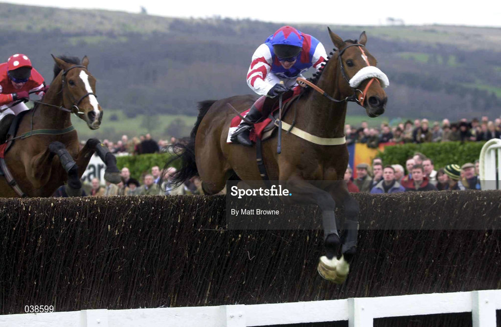 16 March 2000; Looks Like Trouble, right, with Richard Johnson up, jumps the last ahead of eventual second place Florida Pearl, with Paul Carberry up, on their way to winning the Tote Cheltenham Gold Cup on Day Three of the Cheltenham Racing Festival at Prestbury Park in Cheltenham, England. Photo by Matt Browne/Sportsfile