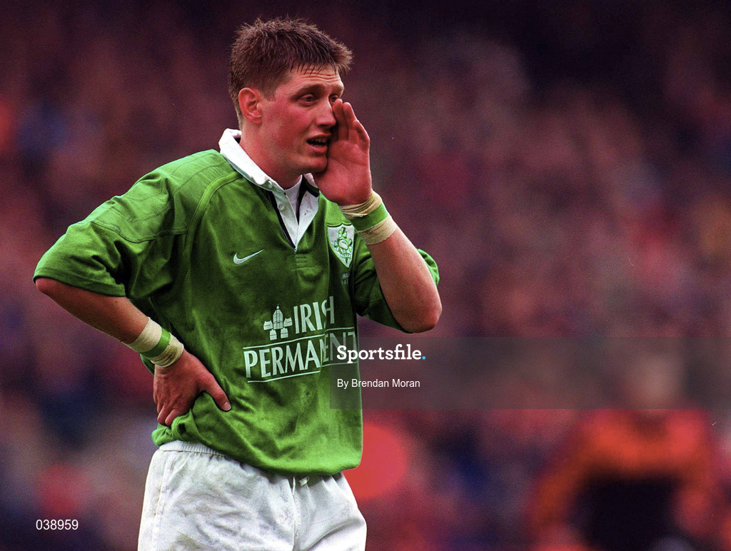 1 April 2000; Ronan O'Gara of Ireland during the Lloyds TSB 6 Nations match between Ireland and Wales at Lansdowne Road in Dublin. Photo by Brendan Moran/Sportsfile