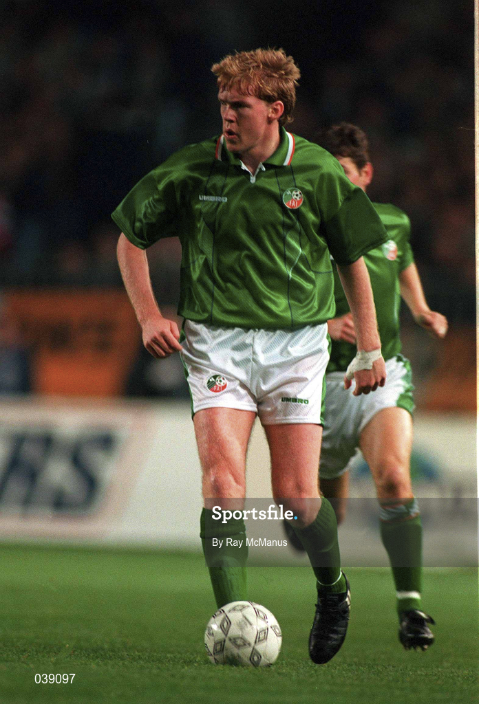 12 October 1994; Steve Staunton of Republic of Ireland during the UEFA EURO1996 Qualifying Group 6 match between Republic of Ireland and Liechtenstein at Lansdowne Road in Dublin. Photo by Ray McManus/Sportsfile