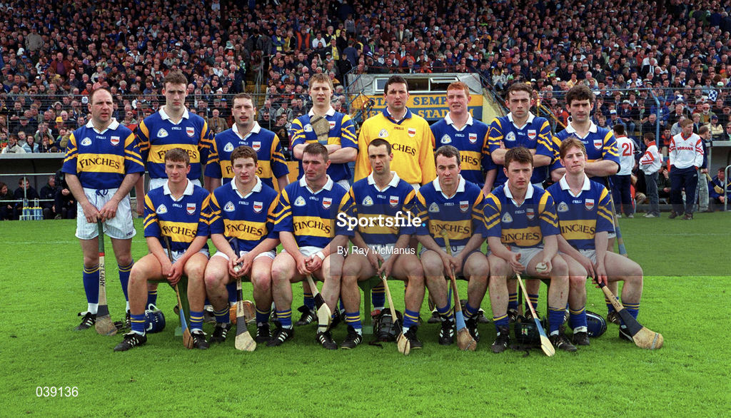 30 April 2000; The Tipperary panel prior to the Church & General National Hurling League Division 1 Semi-Final match between Tipperary and Limerick at Semple Stadium in Thurles, Tipperary. Photo by Ray McManus/Sportsfile