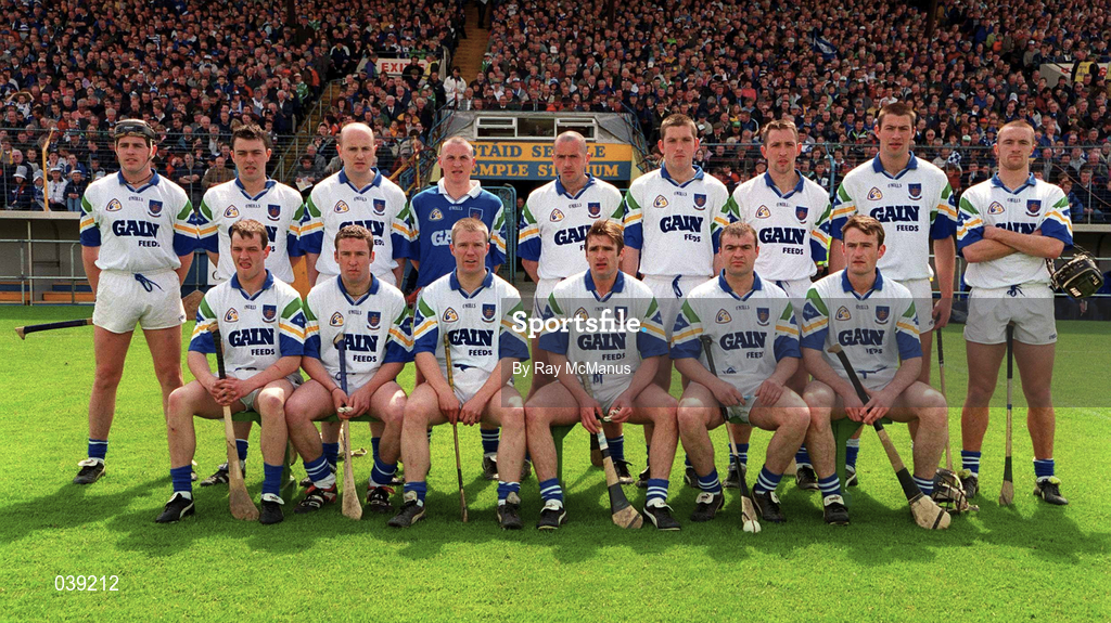 30 April 2000; The Waterford panel prior to the Church & General National Hurling League Division 1 Semi-Final match between Galway and Waterford at Semple Stadium in Thurles, Tipperary. Photo by Ray McManus/Sportsfile