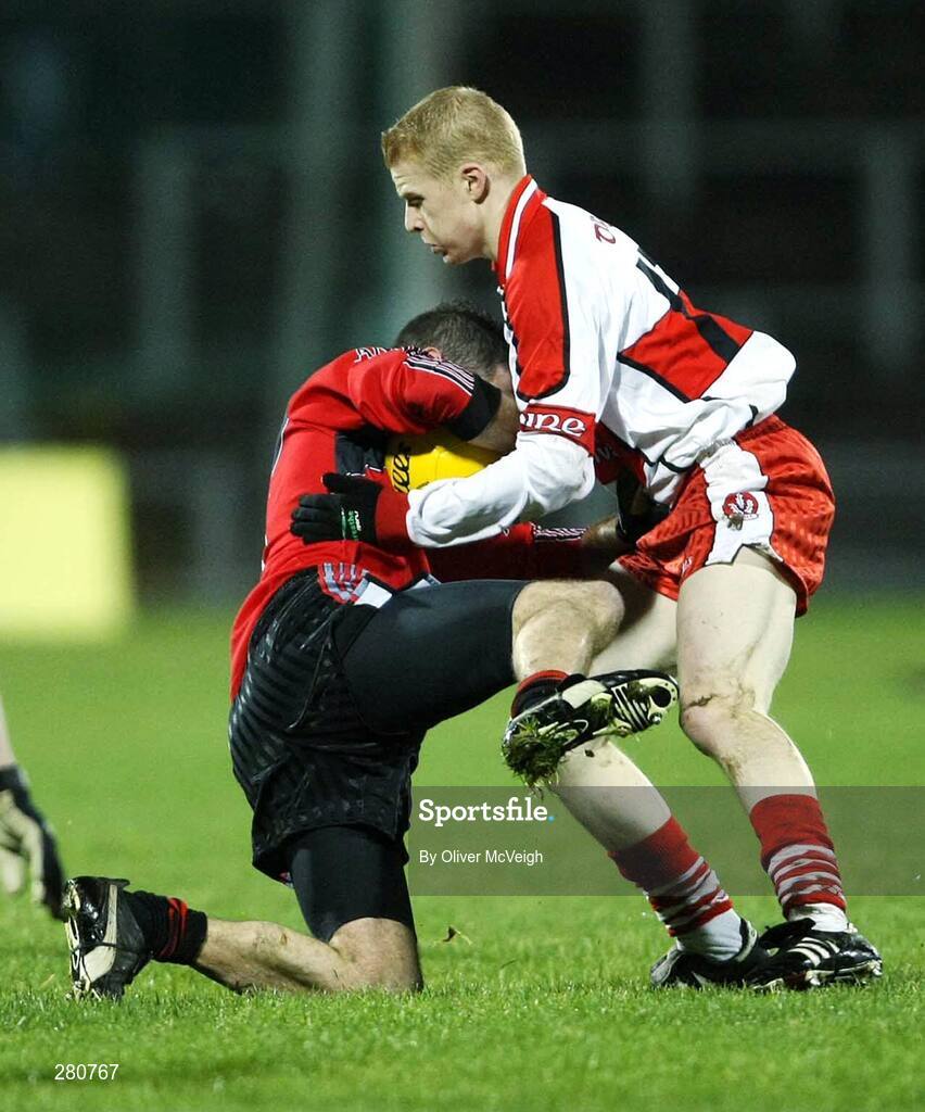 26 January 2008; Darren O'Hanlon, Down, in action against Colin Devlin,Derry. Dr. McKenna Cup Final, Derry v Down, Casement Park, Belfast, Co. Antrim. Picture credit: Oliver McVeigh / SPORTSFILE