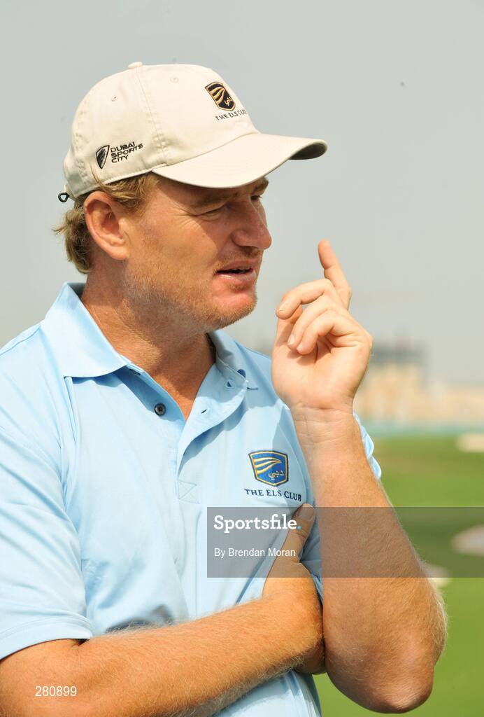 28 January 2008; Ernie Els of South Africa during the opening day of The Els Course in the new Dubai Sports City. Dubai, United Arab Emirates. Picture credit: Brendan Moran / SPORTSFILE