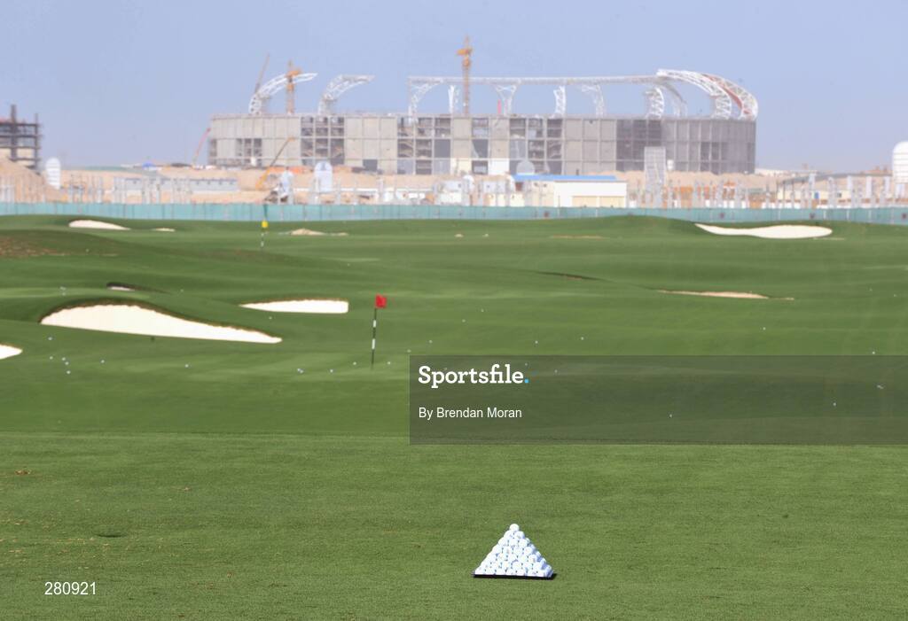28 January 2008; A general view of The Els Course in the new Dubai Sports City with the construction of the ICC Cricket Stadium taking place in the background. Dubai, United Arab Emirates. Picture credit: Brendan Moran / SPORTSFILE *** Local Caption ***