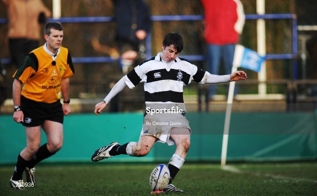 31 January 2008; David Carey, Belvedere, kicks a penalty. Leinster Schools Junior Cup, Belvedere College v St Mary's College, Donnybrook, Dublin. Picture credit; Caroline Quinn / SPORTSFILE *** Local Caption ***