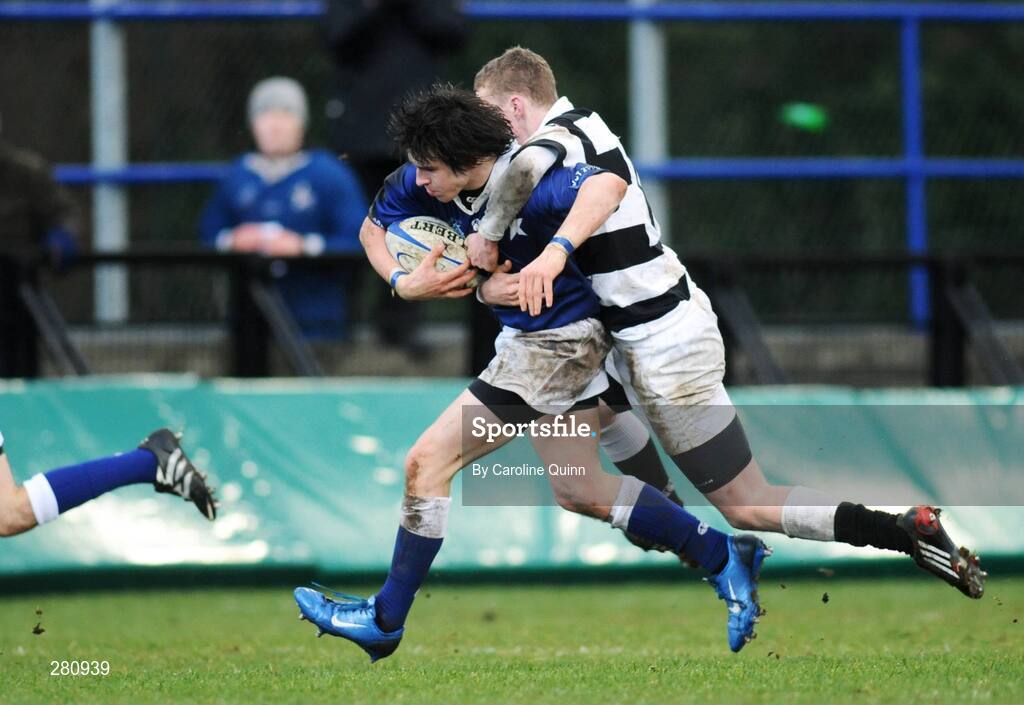 31 January 2008; Eoin Farrell, St Mary's, is tackled by Farrell McManus, Belvedere. Leinster Schools Junior Cup, Belvedere College v St Mary's College, Donnybrook, Dublin. Picture credit; Caroline Quinn / SPORTSFILE