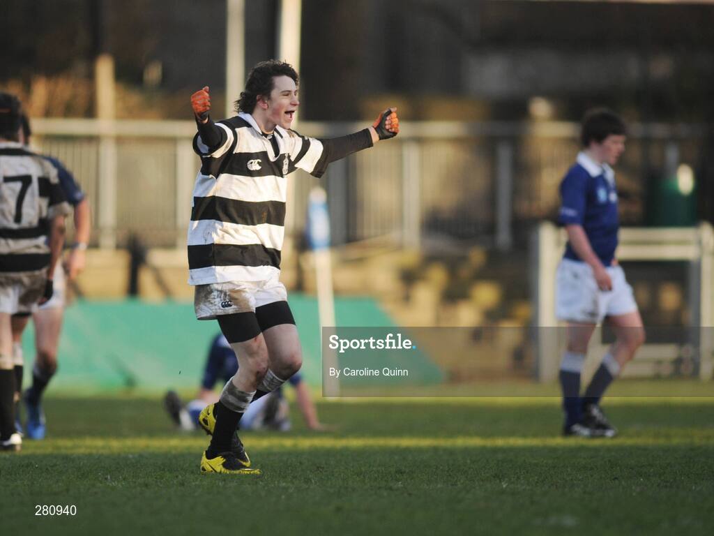 31 January 2008; Donal Brennan, Belvedere, celebrates after the game. Leinster Schools Junior Cup, Belvedere College v St Mary's College, Donnybrook, Dublin. Picture credit; Caroline Quinn / SPORTSFILE *** Local Caption ***