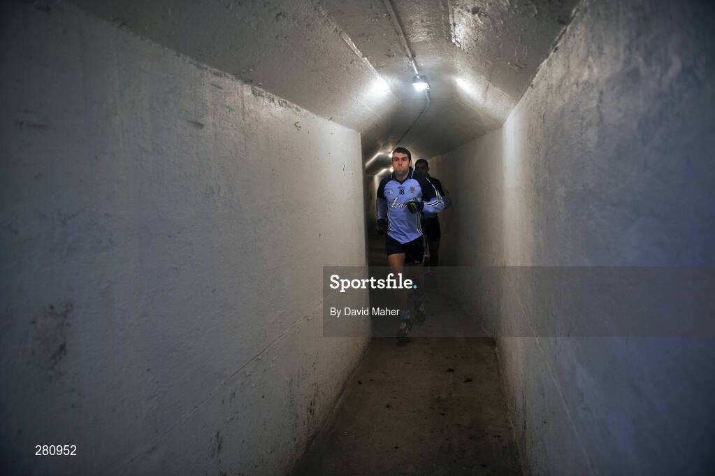 27 January 2008; David Henry leads the Dublin team out of the tunnel before the start of the game. O'Byrne cup semi-final replay, Carlow v Dublin, Dr. Cullen Park, Carlow. Picture credit: David Maher / SPORTSFILE