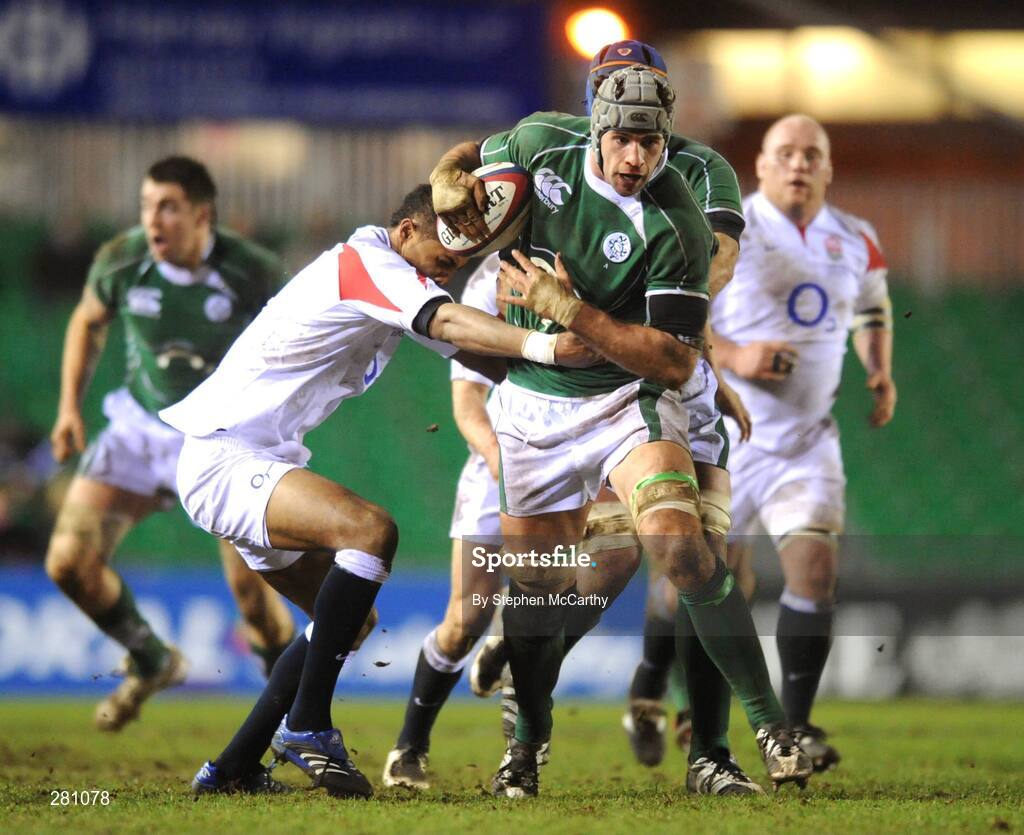 1 February 2008; Trevor Hogan, Ireland A, in action against Delon Armitage, England Saxons. England Saxons v Ireland A, Welford Road, Leicester, England. Picture credit; Stephen McCarthy / SPORTSFILE