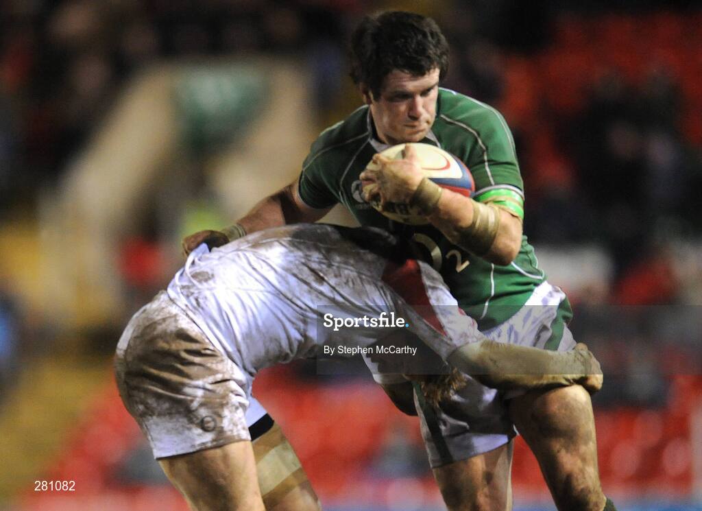 1 February 2008; Shane Jennings, Ireland A, in action against Ollie Smith, England Saxons. England Saxons v Ireland A, Welford Road, Leicester, England. Picture credit; Stephen McCarthy / SPORTSFILE