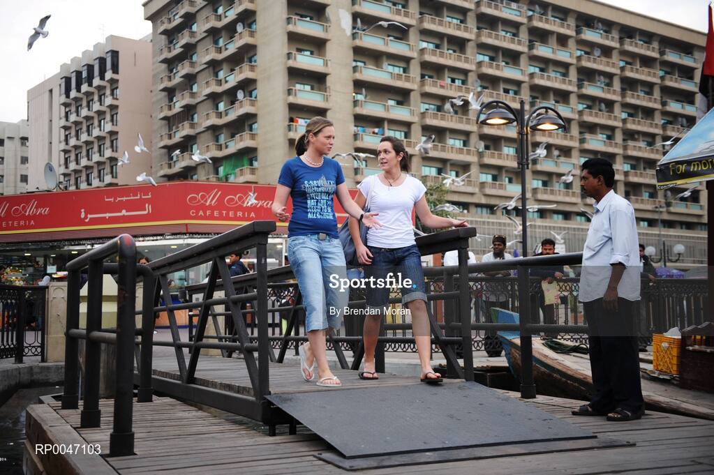 30 January 2008; Grainne Nulty, left, Meath, and Carline O'Hanlon, Armagh, down around the old town in Dubai. O'Neills/TG4 Ladies Gaelic Football All Star Tour 2007, Le Meridien Mina Seyahi Beach Resort and Marina, Dubai, United Arab Emirates. Picture credit: Brendan Moran / SPORTSFILE  *** Local Caption ***