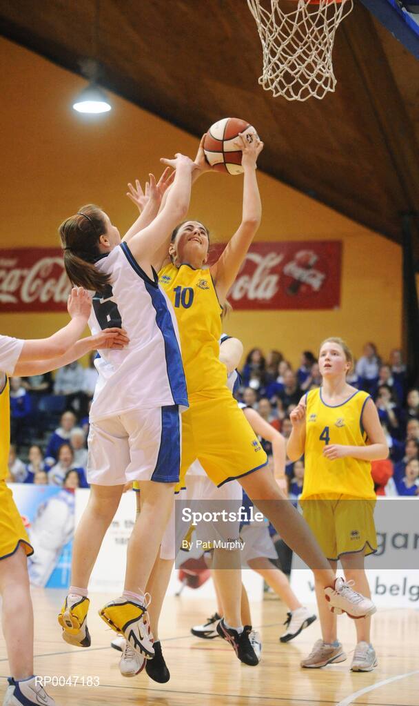 30 January 2008; Flavia Calvar, Wilson’s Hospital, in action against Aine Lucey, St. Mary’s Nenagh. U16C Girls, All-Ireland Schools Basketball Cup Final, Wilson’s Hospital, Westmeath v St. Mary’s Nenagh, Tipperary, National Basketball Arena, Tallaght, Dublin. Picture credit: Pat Murphy / SPORTSFILE