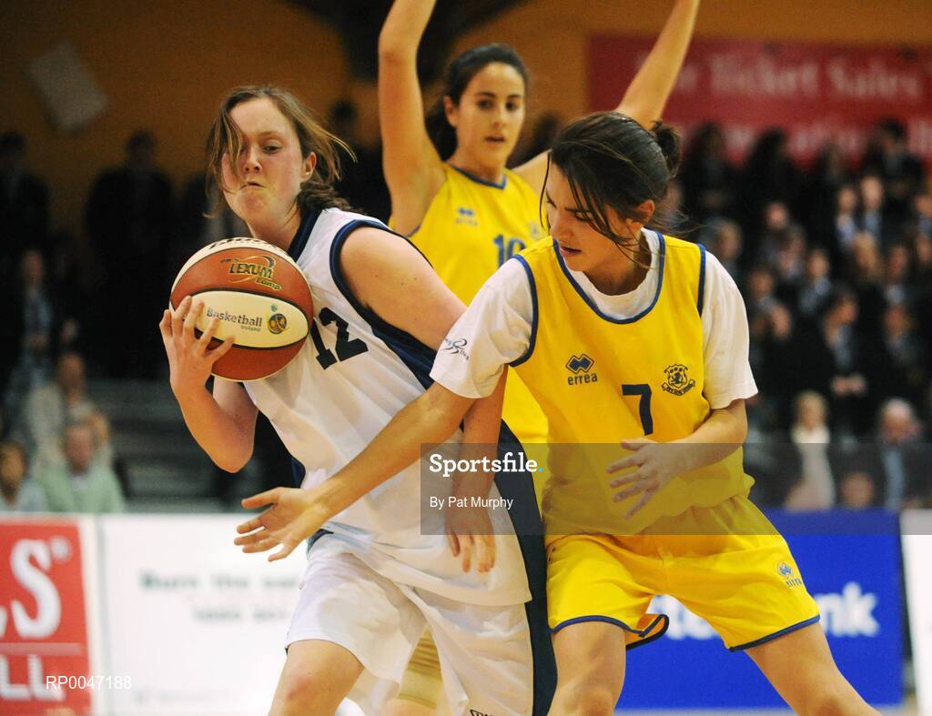 30 January 2008; Melissa Molloy, St. Mary’s Nenagh, in action against Shauna Clasby, Wilson’s Hospital. U16C Girls, All-Ireland Schools Basketball Cup Final, Wilson’s Hospital, Westmeath v St. Mary’s Nenagh, Tipperary, National Basketball Arena, Tallaght, Dublin. Picture credit: Pat Murphy / SPORTSFILE