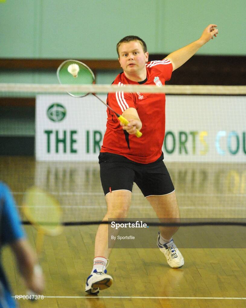 2 February 2008; David Magee in action against Jospeh O'Flaherty during Round 1 of the Mens Senior Singles. Irish Senior National Badminton Championships 2008, Badminton Centre, Baldoyle, Dublin. Photo by Sportsfile  *** Local Caption ***