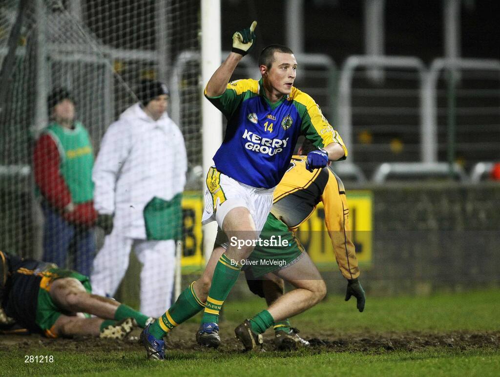 2 February 2008; Kieran Donaghy, Kerry, turns and celebrates after scoring a second half goal. Allianz National Football League, Division 1, Round 1, Donegal v Kerry, Fr. Tierney Park, Ballyshannon, Co. Donegal. Picture credit: Oliver McVeigh / SPORTSFILE