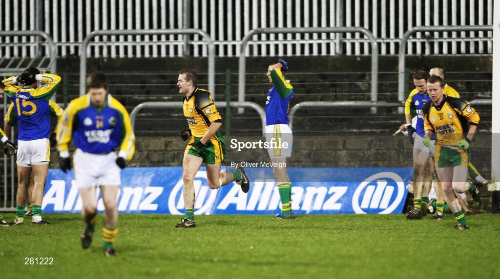 2 February 2008; Kerry's Bryan Sheehan and Kieran Donaghy hold their heads, after Donegal's injury time goal. Allianz National Football League, Division 1, Round 1, Donegal v Kerry, Fr. Tierney Park, Ballyshannon, Co. Donegal. Picture credit: Oliver McVeigh / SPORTSFILE