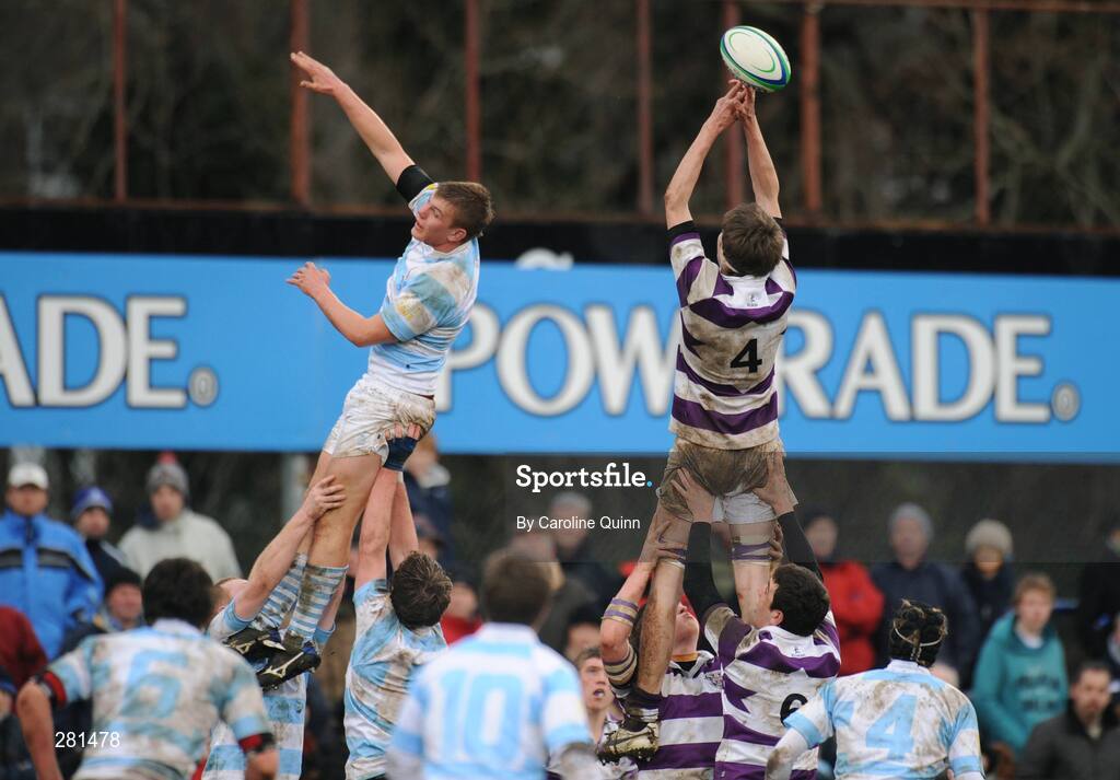 3 February 2008; William Courtney, Clongowes Wood, lets ball slip through his fingers in the lineout against Jordi Murphy, Blackrock. Leinster Schools Senior Cup Quarter-Final, Blackrock College v Clongowes Wood College, Donnybrook, Dublin. Picture credit; Caroline Quinn / SPORTSFILE