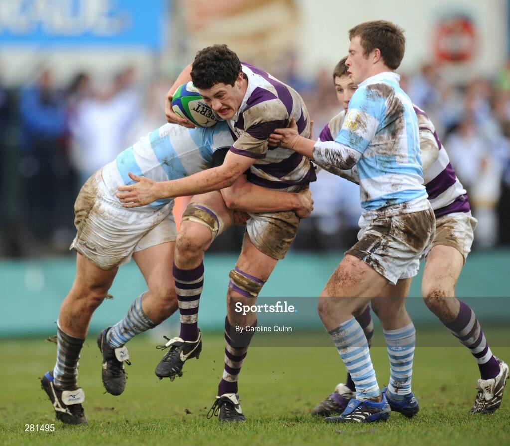 3 February 2008; James Lochrin, Clongowes Wood, is tackled by Jordi Murphy, Blackrock. Leinster Schools Senior Cup Quarter-Final, Blackrock College v Clongowes Wood College, Donnybrook, Dublin. Picture credit; Caroline Quinn / SPORTSFILE