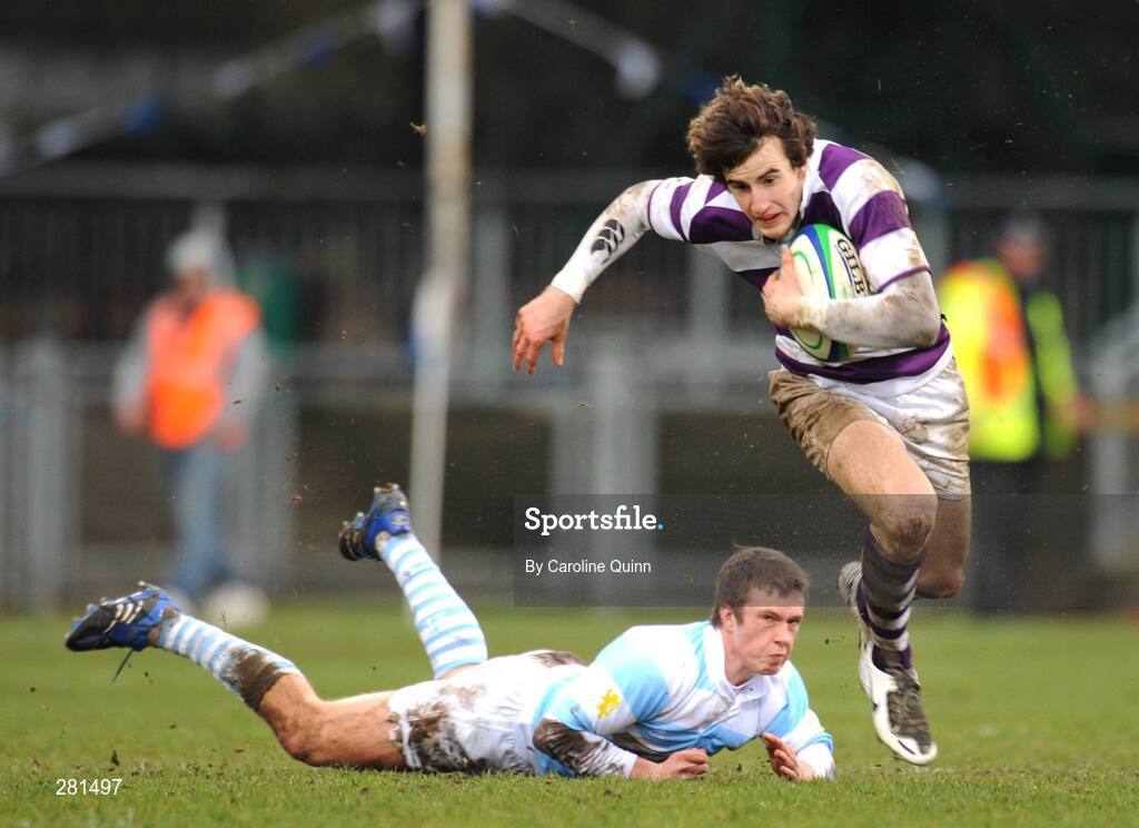 3 February 2008; Lorcan Smyth, Clongowes Wood, gets past the tackle of Lorcan O'Daly, Blackrock. Leinster Schools Senior Cup Quarter-Final, Blackrock College v Clongowes Wood College, Donnybrook, Dublin. Picture credit; Caroline Quinn / SPORTSFILE